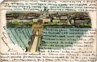 1905 Budapest, Lánchíd, Bazilika, villamos. A képeslap címzettje hahódi Rétay Kálmán apát-plébános (1865-1946). litho (EM)