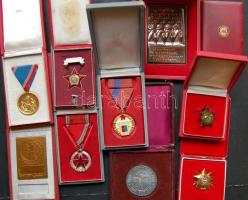 10db szocialista kitüntetés és emlékplakett, mindegyik díszdobozban T:1,2