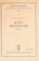 Kiss Tamás: Régi reggelek. Versek. A szerző, Kiss Tamás (1912-2003) író, költő által DEDIKÁLT példány. (Pável Ágoston (1886-1946) nyelvész, néprajzkutató, költő részére?) Magyar Írók 4. sz. Bp., [1938], Kir. M. Egyetem Nyomda, 47+1 p. Kiadói papírkötés, foltos borítóval, a kötés kissé elvált a gerinctől, hiányzó elülső szennylappal.