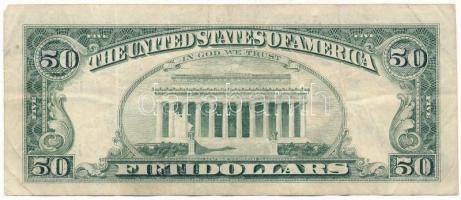 Amerikai Egyesült Államok 1988A 5$ bankjegy átkasírozva hamis 50$ címletre, mindkét oldalon hibás &q...