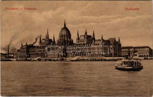 1908 Budapest V. Országház, Parlament, gőzhajó. Divald Károly 7-1908. (EK)
