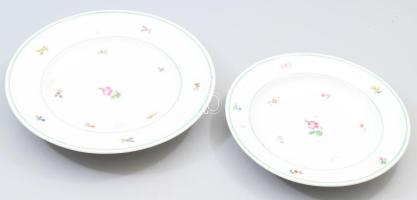 Alt Wien 2 darab bécsirózsás tál, jelzett, kopással, d: 23 cm alatt