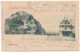 1901 Budapest XI. Gellérthegyi barlang, Ferenc József híd. Fénynyomat Divald műintézetéből 126. (ázott / wet damage)