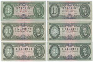 1962. 10Ft (3x) + 1969. 10Ft (3x) T:F közte szép papír