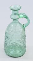 Antik formába fújt hutaüveg palack, m: 14 cm