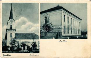 1941 Jászkisér, Református templom és iskola. Kiadja Szanku Sándor (EB)