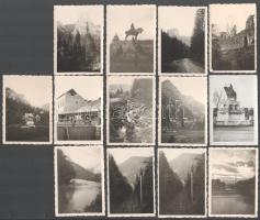 cca 1940 Főként erdélyi tájakat ábrázoló felvételek (Gyilkos-tó, Békás-szoros környéke, stb.), közte egy fotó a budapesti Halászbástyánál lévő Szent István-szoborról is, össz. 22 db fotó, 9x6 cm körül