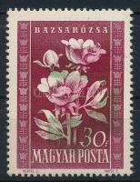 1950 Virág (I.) 30f eltolódott zöld és rózsaszín színnyomattal (ránc / crease)