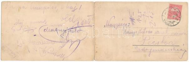 1912 Lippa, Lipova; Lippa és Máriaradna látképe. Konstantin Sándor kiadása, 2-részes kihajtható pano...