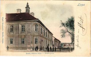 1907 Lippa, Lipova; Román templom utca. Konstantin Sándor kiadása / Kirchengasse / street view (fl)