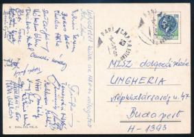 1980 Az NB II-es labdarúgó-válogatott tagjai által aláírt képeslap, köztük Temesvári Miklós, Moldován Miklós, Czeczeli Károly, Bolvári Ferenc, stb., az MLSZ dolgozói részére címezve és hazaküldve