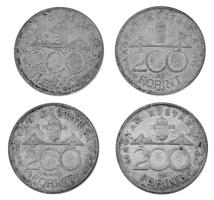 1992. 200Ft Ag "MNB" (4x) T:AU,XF patina Adamo F13