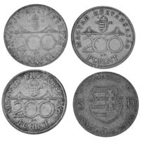 1992. 200Ft Ag "MNB" (3x) + 1947. 5Ft Ag "Kossuth" T:AU-VF patina Adamo F13, F8.1