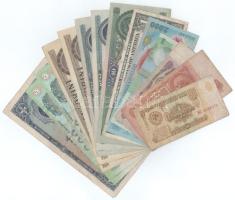 14db-os magyar és külföldi bankjegytétel, benne 1962. 10Ft + 1975. 20Ft + 1980. 20Ft + 1989. 50Ft + 2004. 200Ft "FB" + 2006. 200Ft "FA" + USA 2003. 1$ T:F,VG