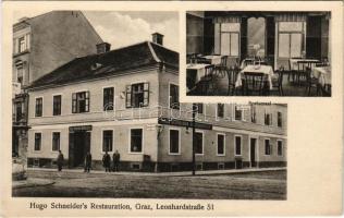 Graz, Hugo Schneider's Restauration, Speisesaal. Leonhardstrasse 51. Verlag L. Wontschina / restaurant interior, dining hall (EK)