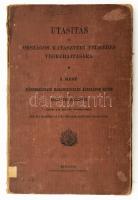 Utasítás az országos kataszteri felmérés végrehajtására. I. rész. Háromszögtani háromszögelés általános része és részletes felmérés. Kiadta az M. Kir. Pénzügyminisztérium. Bp., 1904, M. Kir. Állami Nyomda, 174 p. Kiadói egészvászon-kötés, viseltes állapotban, hiányzó gerinccel, kopottas, foltos borítóval, helyenként kissé sérült, foltos lapokkal, a hátsó szennylap kijár.