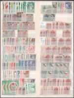 Kis magyar tétel kétoldalas nagyalakú berakólapon, közte portó bélyegek és többlet példányok