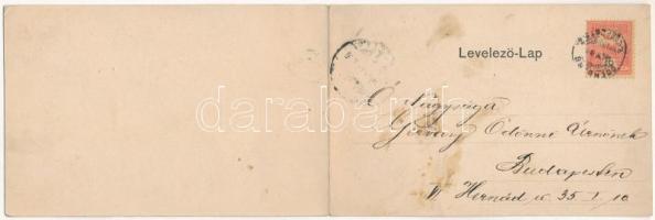 1904 Körmöcbánya, Kremnitz, Kremnica; látkép. Ritter Lipót J. kiadása, 2-részes kihajtható panorámal...