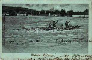 1899 (Vorläufer) Ipolyság, Sahy; Árvíz 1899-ben. Este holdfényben. Kanyó A. kiadása / flood in 1899, at night in moonlight (EB)