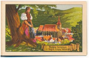 Erdély Örök Egyetlen Miénk! - 16 db régi erdélyi irredenta művészlap egy képeslapfüzetben Gebhardt é...