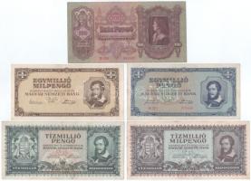 1930. 100P + 1945. 1.000.000P + 10.000.000P + 1946. 1.000.000MP + 10.000.000MP T:F közte szép papír