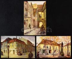 A Régi Budapest I., III., IV. és V. sorozat, szignós művészlapok (Csánky D., Cserna, Háry, Dörre, So...