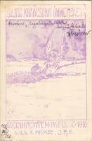 Weihnachten im Felde 1916. K.u.K. 2. Armee I.R. 6. Zu Gunsten des Witwen und Waisenfonds des I.R. 6. / A cs. és kir. 6. gyalogezred rokkantjai, özvegyei és árvái javára. Karácsonyi üdvözlettel a hátoldalon / WWI Austro-Hungarian K.u.K. military, 6th Infantry Regiment support fund with Christmas greeting on the backside + "K.u.K. Infanterieregiment Nr. 6." "Tábori postahivatal 105" (EK)