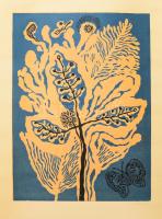 Reich Gábor (1951-): Pillangó (cím nélkül). Linómetszet, papír. Jelzett. 33x24 cm