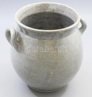 cca 1890 Zsolnay fazék. Szürkemázas, jelzés nélkül, mázrepedéssel, m: 24 cm