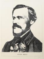 Olvashatatlan jelzéssel (Gy. Molnár István?): Eötvös József portréja. Rézkarc, papír, jelzett. 39,5×29 cm