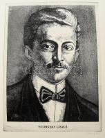 Olvashatatlan jelzéssel: Velinszky László portréja. Rézkarc, papír, jelzett. 39,5×29 cm