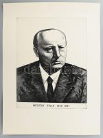 Olvashatatlan jelzéssel: Mészöly Gyula portréja. Rézkarc, papír, jelzett. 38,5×28,5 cm