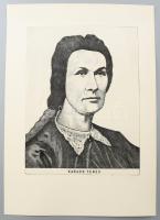 Olvashatatlan jelzéssel: Karacs Teréz portréja. Rézkarc, papír, jelzett. 39×29,5 cm