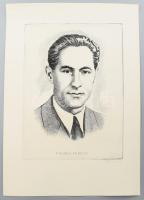 Füle Mihály (1914-2005): Földes Ferenc portréja. Rézkarc, papír, jelzett. 39,5×29 cm