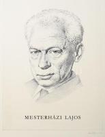 Olvashatatlan jelzéssel: Mesterházi Lajos portréja. Rézkarc, papír, jelzett. 39,5×29 cm