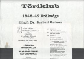 Modern meghívó tétel 1848-49-es eseményekkel kapcsolatos ünnepségekre