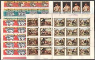 1976 Festmények, Olimpiai érmesek kiadásokból 26 db hajtott teljes ív (nem teljes sorok)