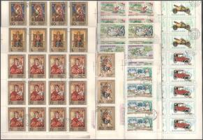 1975 Festmények, Autó, Albert Schweitzer kiadásokból 36 db hajtott teljes ív (nem teljes sorok)