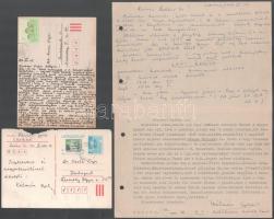 cca 1978 Kálmán Gyula csornai történész 4 db kézzel írt levele és levelezőlapja