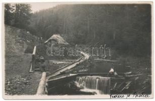 Bisztra, Bistra (?); látkép, patak, bánya / view, creek, mine. Mircea Juga photo (vágott / cut)