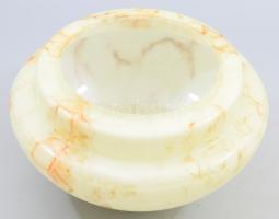 Márványos színezésű kétrétegű lámpabúra, szájánál kis pattogzással, réz fogatórésszel, d: 26 cm