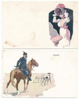 5 db RÉGI Garay Ákos művészlap, Kner Izidor könyvnyomdász kiadása / 5 pre-1945 art postcards signed ...