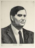 Olvashatatlan jelzéssel: Bródy Imre portréja. Rézkarc, papír, jelzett. 39,5×29 cm