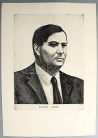 Olvashatatlan jelzéssel: Bródy Imre portréja. Rézkarc, papír, jelzett. 39,5×29 cm