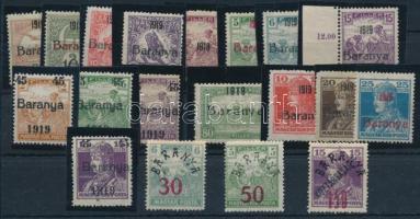 Baranya 1919 19 db bélyeg stecklapon, mind Bodor vizsgálójellel