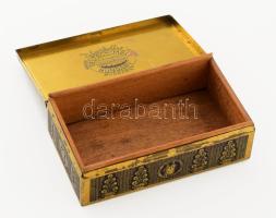 cca 1920 Deutsch Malt Hungary Kőbányai malátaház fém malátás doboz fa betéttel, "Felsenkeller d...