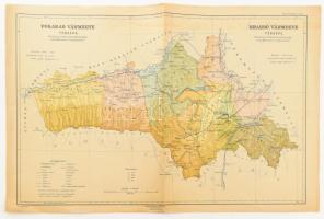 1915 Fogaras és Brassó vármegye térképe, kiadja: Magyar Földrajzi Intézet Rt., 32,5×46 cm