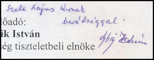 Gavlik István, Kossuth Szövetség elnöke névjegykártya + prospektus. Autográf soraival, aláírásával