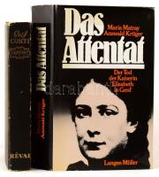 2 db - Gróf Corti Egon Cäsar: Erzsébet. Bp., 1935, Révai. + Mátray-Krüger: Das Attentat. DEer Tod der Kaiserin Elisabeth in Genf. 1980, Langen Müller. Kiadói kartonált és egészvászon kötés, kötetenként változó állapotban.