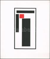 Kassák Lajos (1887-1967): Képarchitektúra (cím nélkül). Szitanyomat, papír. Jelzés nélkül. Pesti Műhely kiadása, az 1981-ben megjelent Kassák 6 Képarchiktektúra c. mappából. Lapméret: 35x28,5 cm